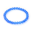1 Strand Stretch Natural Blue Agate Beaded Gemstone Bracelet, 6mm Beads, Length Selections: 7 inch/7.5 inch/8 inch