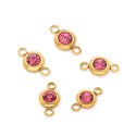 10pcs Grade A July Ruby Birthstone Links, 18K Yellow Gold Plated Stainless Steel, Tarnish Resistant, 6mm, CCP35-7