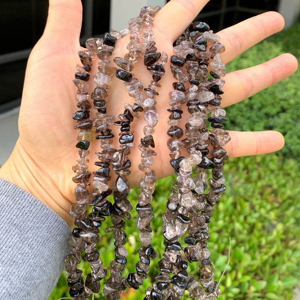 Natural Smoky Quartz Gemstones Chip Beads, Free Form, 5mm-8mm, Hole ID 1mm, 1 Strand/31 Inch, GZ1-18