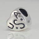 1pc Solid 925 Sterling Silver Love USA Charm Liberty Freedom Bead, Compatible with Pandora All Other Charm Bracelet, EC264