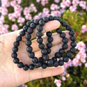 1 Strand Stretch Natural Black Lava Rock Beaded Gemstone Bracelet, 8mm Bead, Length Selections: 7 inch/7.5 inch/8 inch/8.5 inch