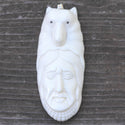1pc Beautiful Brave Husky Goddess Hand Carved White Buffalo Bone Drop Pendant, Symbol of Strength Prosperity Pendant, with Sterling Silver Bail, 2.8 Inch, BP-76