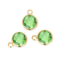 10pcs Grade A August Peridot Green Birthstone Charm Drops, 18K Yellow Gold Plated Brass, 6mm Small, CCP2-G8