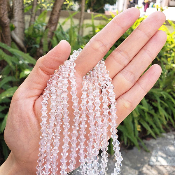250pcs Creative Club Faceted Bicone Crystal Glass Beads, Crystal Clear, 6mm (0.24 Inch), Hole ID 1mm, CCB601