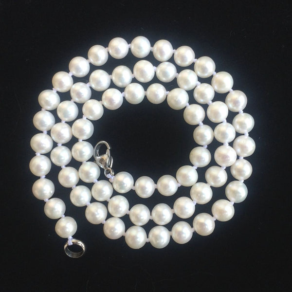 Natural Grade AAA+ Round White Cultured Freshwater Pearl Necklace, 6-7mm Pearl Strand, Length Selections: 16 inch/18 Inch