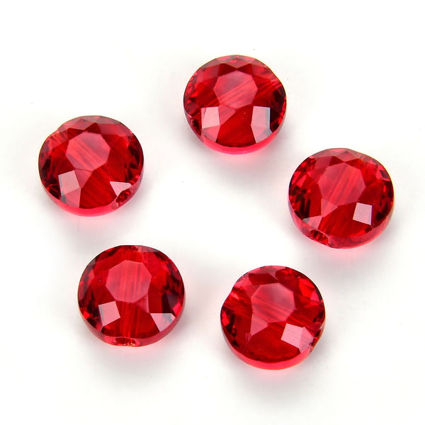 25pcs Adabele Austrian Faceted Flat Round Coin Crystal Beads #5052, Siam Red, 8mm, Hole ID 1mm, SSMR805