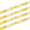 Natural Faceted Yellow Fire Agate Gemstone Round Beads, 15 Inch/1 Strand, Size Selections: 4mm/6mm/8mm/10mm