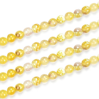 Natural Faceted Yellow Fire Agate Gemstone Round Beads, 15 Inch/1 Strand, Size Selections: 4mm/6mm/8mm/10mm