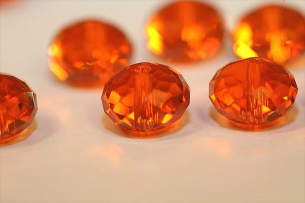 24pcs Adabele Austrian Faceted Rondelle Crystal Beads #5040, Sun (Orange), Size Selections: 6x4mm, 8x6mm, 10x8mm