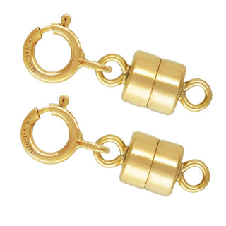 2pcs Real 1/20 14K Gold Filled 4.5mm Small Magnetic Clasp, with 5mm Spring Ring Clasp, JK3-M1