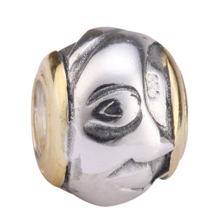 Solid 925 Sterling Silver Moon Sculture Bead Charm, Compatible with Pandora All Other Charm Bracelet