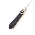1pc Blue Goldstone Sandstone Stone Hexagonal Pile Gemstone Pendant Necklace, 18 Inch Surgical Stainless Steel Chain, GGP-B14