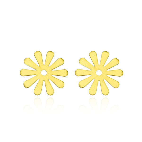 10pcs 18mm 10-Petal Flower Links, Tarnish Resistant, 18K Yellow Gold Plated Brushed Brass, BF-B7