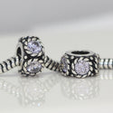 1pc Real 925 Sterling Silver June Birthstone Flower Round Charm Bead, Cubic Zirconia CZ Gemstone, Compatible with Pandora all Other Charm Bracelets, EC1-N6