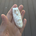 1pc Beautiful Brave Husky Goddess Hand Carved White Buffalo Bone Drop Pendant, Symbol of Strength Prosperity Pendant, with Sterling Silver Bail, 2.8 Inch, BP-76