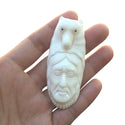 1pc Beautiful Brave Husky Goddess Hand Carved White Buffalo Bone Drop Pendant, Symbol of Strength Prosperity Pendant, with Sterling Silver Bail, 2.8 Inch, BP-76