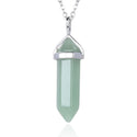 1pc Natural Green Aventurine Gemstone Pendant Necklace, 18 Inch Surgical Stainless Steel Chain, GGP-C17