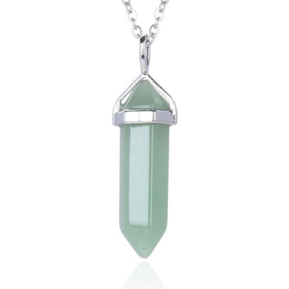 1pc Natural Green Aventurine Gemstone Pendant Necklace, 18 Inch Surgical Stainless Steel Chain, GGP-C17