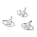 2pcs Natural White Quartz Clear Crystal Gemstone Pendants, 33x18mm Evil Eye Stone Drops, G2P-L6