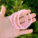 1 Strand Stretch Natural Pink Rose Quartz Beaded Gemstone Bracelet, 6mm Beads, Length Selections: 7 inch/7.5 inch/8 inch