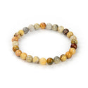 1 Strand Stretch Natural Crazy Lace Agate Beaded Gemstone Bracelet, 6mm Beads, Length Selections: 7 inch/7.5 inch/8 inch