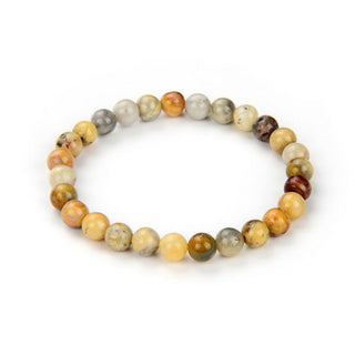 1 Strand Stretch Natural Crazy Lace Agate Beaded Gemstone Bracelet, 6mm Beads, Length Selections: 7 inch/7.5 inch/8 inch