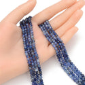 Natural Blue Kyanite Gemstone Tiny Small Faceted Round Beads, 4mm, Hole ID 0.6mm, 15 Inch/1 Strand, GK4-21