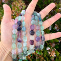 Natural Multi Color Fluorite Gemstone Oval Tumbled Pebble Beads, Irregular, 8mm to 12mm, Hole ID 1mm, 15 Inch/1 Strand, GZ12-76