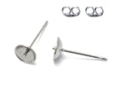 100pcs 304 Surgical Stainless Steel Stud Findings Glue-In Cup Earring Posts with Earnut Backs – (4mm/6mm/8mm)