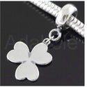 1pc Real 925 Sterling Silver Shamrock Clover Heart Petal Flower Bead Charm Pendant, Compatible with Pandora All Other Charm Pendant Bracelet, EC6-D2