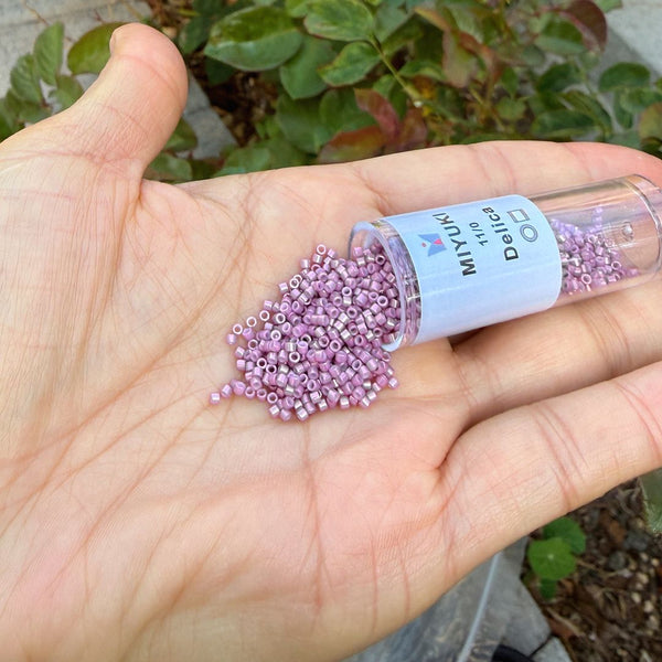 30g Miyuki Delica 11/0 Seed Beads, Opaque Gold Luster Dark Orchid DB253