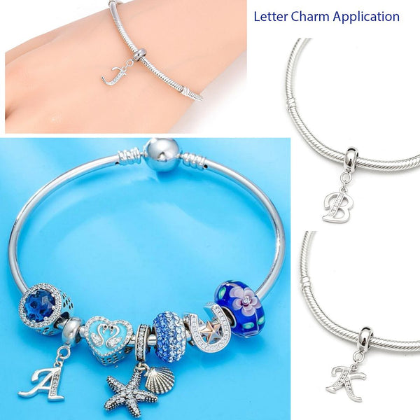 1pc 925 Sterling Silver Letter T, Alphabet Charm Pendant Drop, 18mm Long, Hole ID 4.5mm, EC3-A20