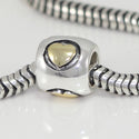 1pc Solid 925 Sterling Silver Forever Love Gold Heart Bead Charm, Compatible with Pandora All Other Charm Bracelet, EC87