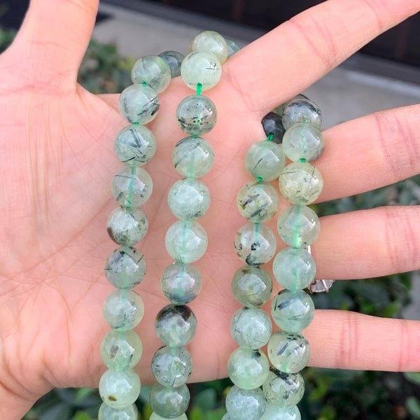 Natural Green Prehnite Gemstone Round Beads, 15 Inch/1 Strand, Size Selections: 8mm/10mm