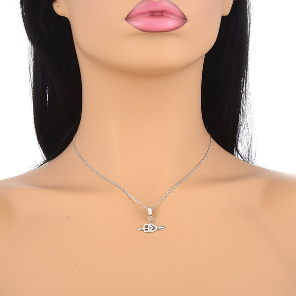 1pc Real 925 Sterling Silver Cupid Arrow Two-Heart Love Charm Pendant, Compatible with Pandora All Other Charm Bracelets, EC4-D3