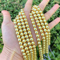 Grade A Natural Hematite Gemstone Round Beads, Gold Plated, 2 strands/200pcs Beads, 4mm/Small Tiny, Hole ID 1mm, GFC-C4