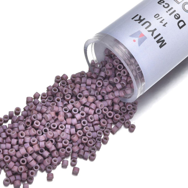 7.5g Miyuki Delica 11/0 Seed Beads, Matte Metallic Gold Iris Violet DB1066