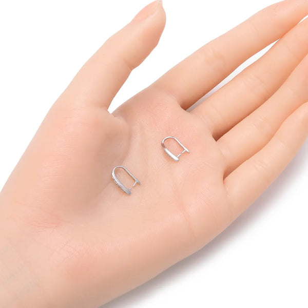 2pcs 925 Sterling Silver 12mm Pinch Bail, Pendant Clasp, Tarnish Resistant Rhodium Plated, Cubic Zirconia CZ, SS205-3