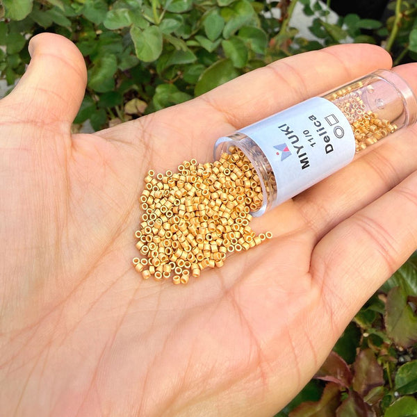7.5g Miyuki Delica 11/0 Seed Beads Transparent Matte 24Kt Gold Plated DB331