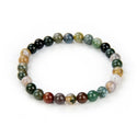 1 Strand Stretch Natural Indian Agate Beaded Gemstone Bracelet, 6mm Beads, Length Selections: 7 inch/7.5 inch/8 inch