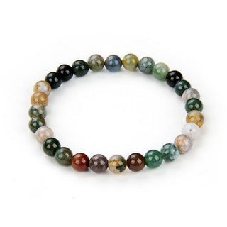 1 Strand Stretch Natural Indian Agate Beaded Gemstone Bracelet, 6mm Beads, Length Selections: 7 inch/7.5 inch/8 inch