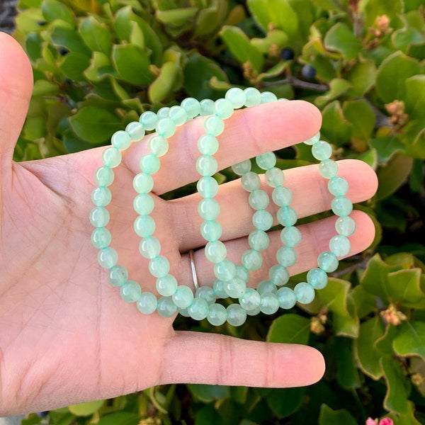 1 Strand Stretch Natural Green Aventurine Beaded Gemstone Bracelet, 6mm Beads, Length Selections: 7 inch/7.5 inch/8 inch