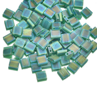 10g Miyuki Full Tila Square Seed Beads 5x5mm, Matte Rainbow Pistachio TL-146FR