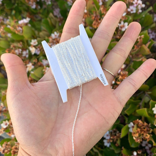 5 Feet 925 Sterling Silver Unfinished Flat Cable Chain Links, 1.2mm, Thin Small, SSK-R1