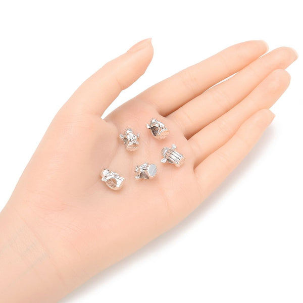 20pcs Cute Love Angel Large Hole Beads, Hole ID 4.5mm, Antique Silver, Zinc Alloy Metal, MEC-D4
