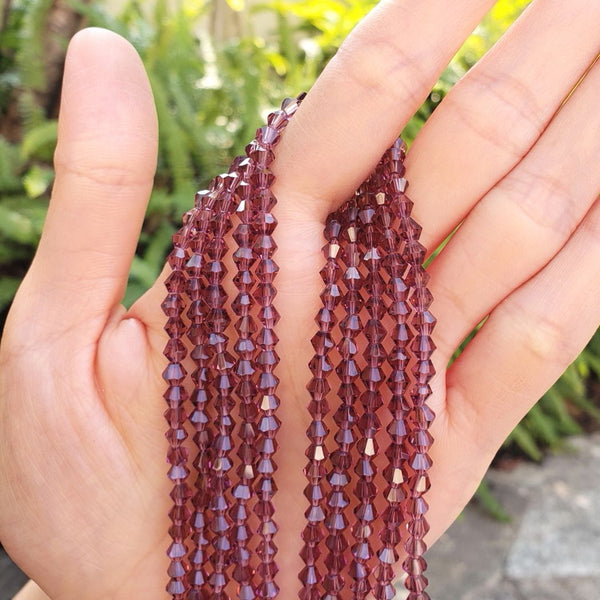 500pcs Creative Club Faceted Bicone Crystal Glass Beads, Burgundy Red, 4mm (0.16 Inch) Small Tiny, Hole ID 0.9mm, CCB411