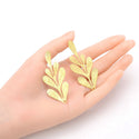 10pcs 62mm Large 7-Petal Leaf Drop Pendants, Tarnish Resistant, 18K Yellow Gold Plated Brushed Brass, BF-B6