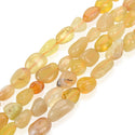 Natural Yellow Opal Gemstone Oval Tumbled Pebble Beads, Irregular, 6mm to 8mm, Hole ID 1mm, 15 Inch/1 Strand, GZ11-3