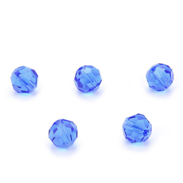 50pcs Adabele Austrian Faceted Round Crystal Beads #5000, Sapphire Blue, Size Selections: 4mm/6mm/8mm/10mm