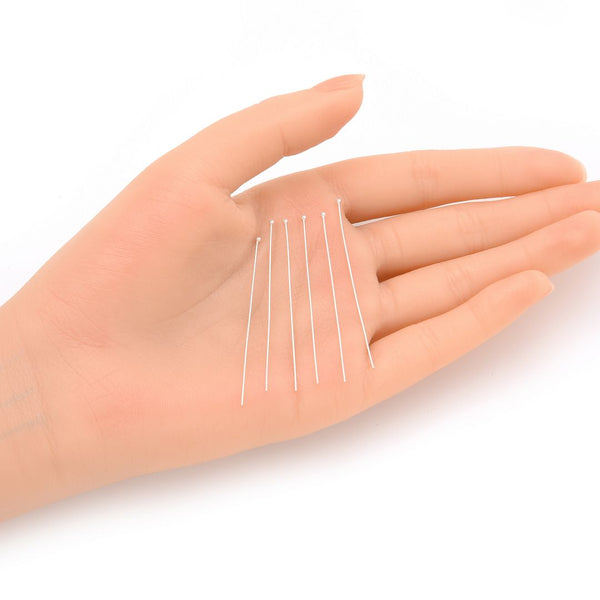 20pcs 925 Sterling Silver Ball Headpin Head Pins, 0.5mm/24 Gauge, Length Selections: 25mm/30mm/35mm/38mm/50mm